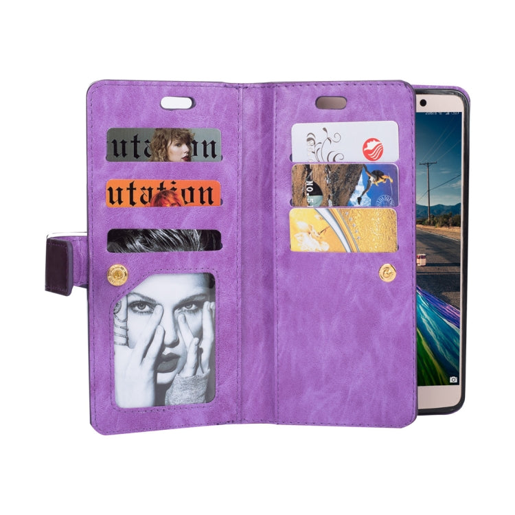 For Huawei Mate 9 Multifunctional Zipper Horizontal Flip Leather Case with Holder & Wallet & 9 Card Slots & Lanyard