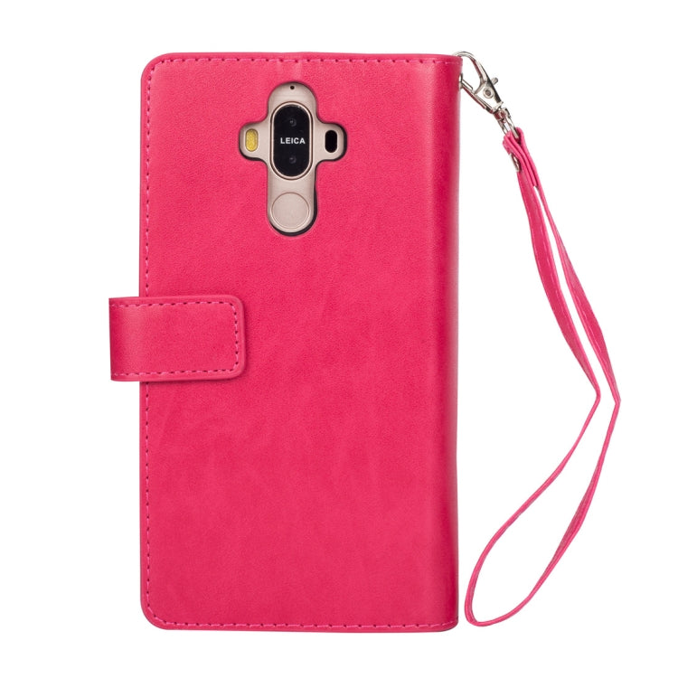 For Huawei Mate 9 Multifunctional Zipper Horizontal Flip Leather Case with Holder & Wallet & 9 Card Slots & Lanyard
