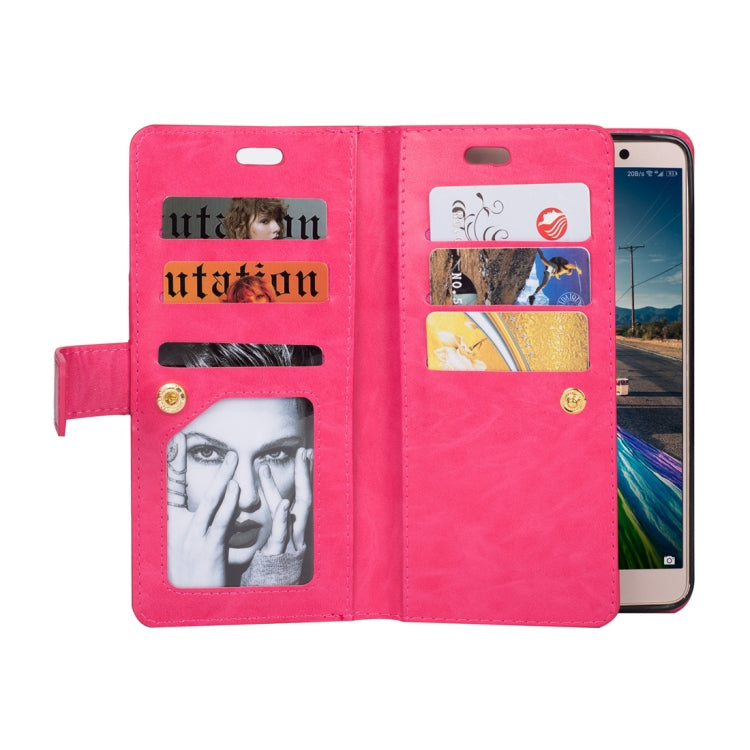 For Huawei Mate 9 Multifunctional Zipper Horizontal Flip Leather Case with Holder & Wallet & 9 Card Slots & Lanyard