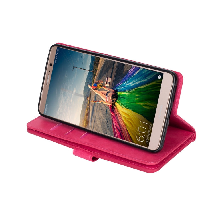 For Huawei Mate 9 Multifunctional Zipper Horizontal Flip Leather Case with Holder & Wallet & 9 Card Slots & Lanyard