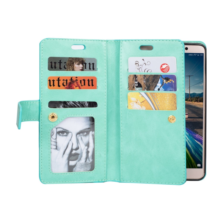 For Huawei Mate 9 Multifunctional Zipper Horizontal Flip Leather Case with Holder & Wallet & 9 Card Slots & Lanyard