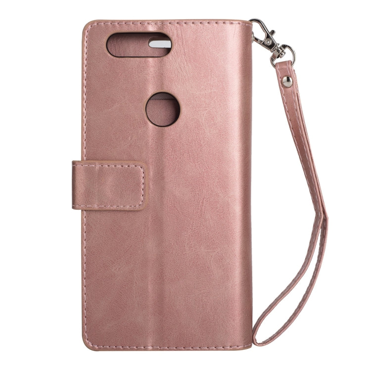 For OnePlus 5T Multifunctional Zipper Horizontal Flip Leather Case with Holder & Wallet & 9 Card Slots & Lanyard