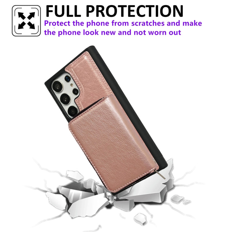 For Samsung Galaxy S23 Ultra 5G Solid Color Zipper 11-Card Slots Bag Phone Case with Lanyard