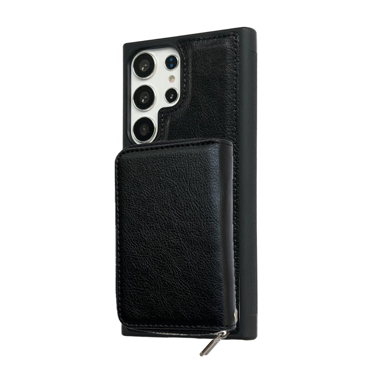 For Samsung Galaxy S22 Ultra 5G Solid Color Zipper 11-Card Slots Bag Phone Case with Lanyard
