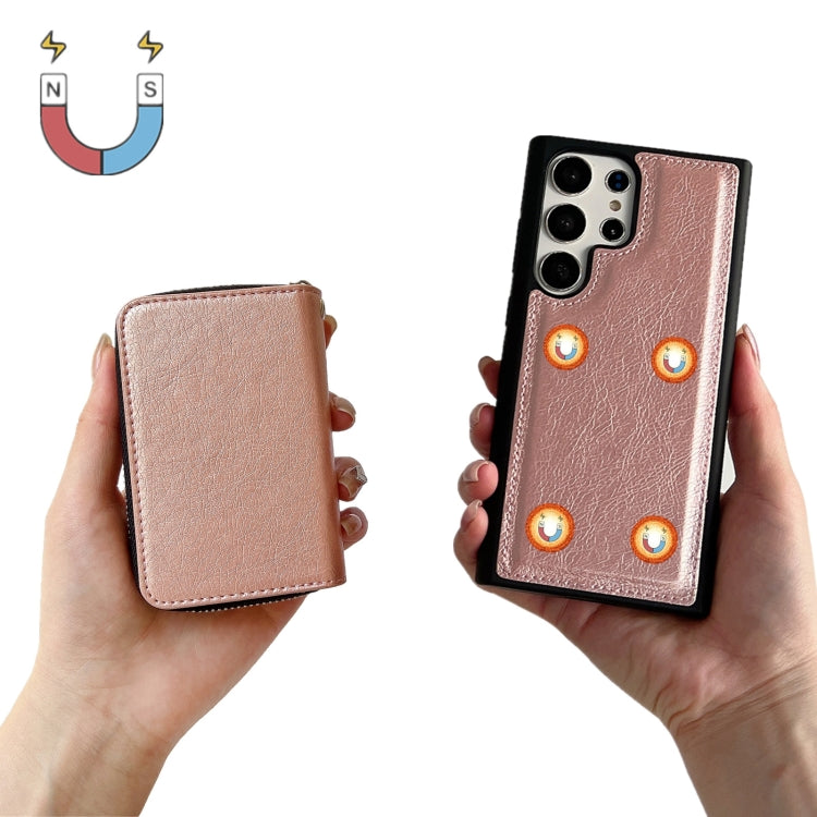For Samsung Galaxy S21 Ultra 5G Solid Color Zipper 11-Card Slots Bag Phone Case with Lanyard