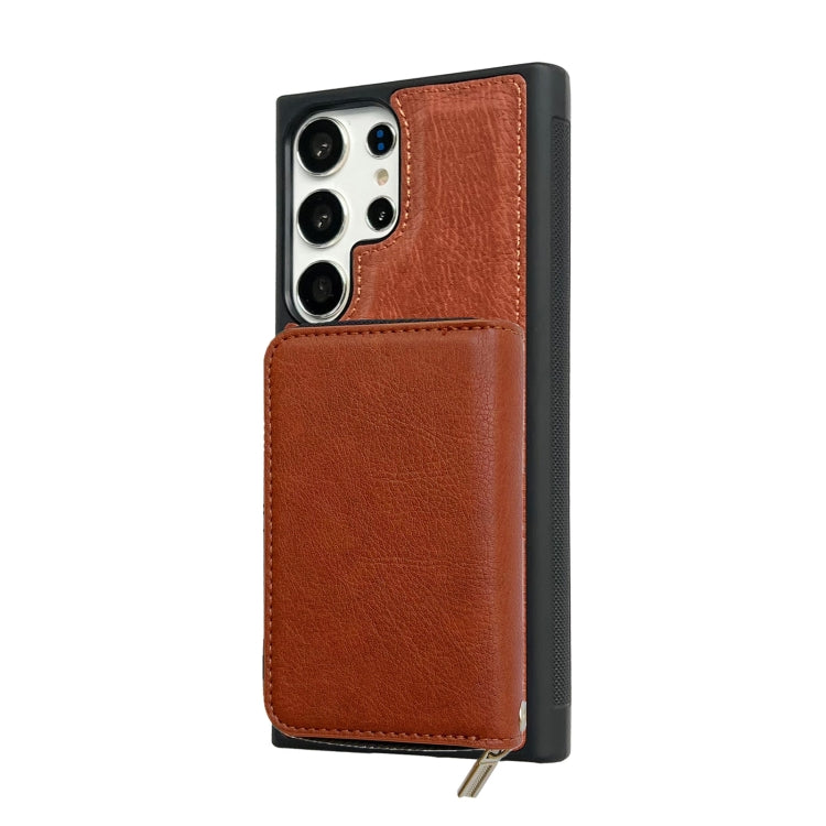 For Samsung Galaxy S21 Ultra 5G Solid Color Zipper 11-Card Slots Bag Phone Case with Lanyard