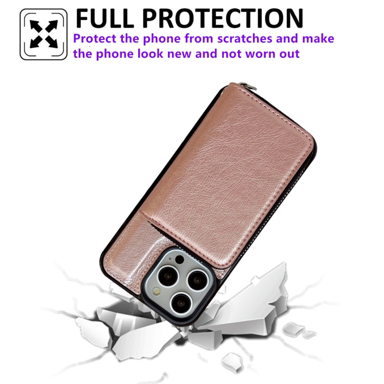 For iPhone 14 Pro Max Solid Color Zipper 11-Card Slots Bag Phone Case with Lanyard