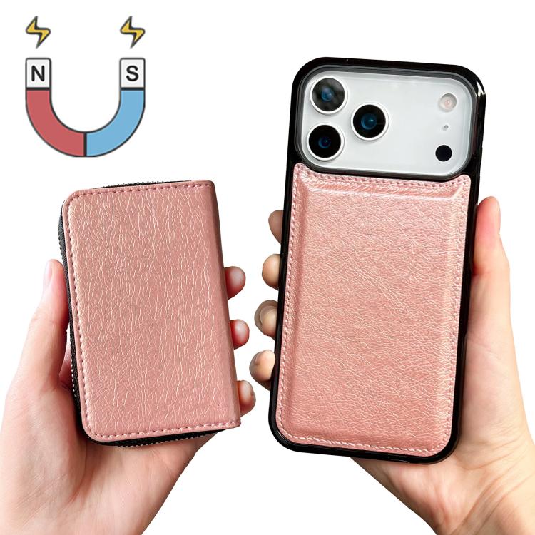 For iPhone 17 Pro Max Solid Color Zipper 11-Card Slots Bag Phone Case with Lanyard