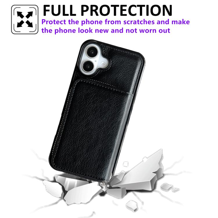 For iPhone 17 Solid Color Zipper 11-Card Slots Bag Phone Case with Lanyard