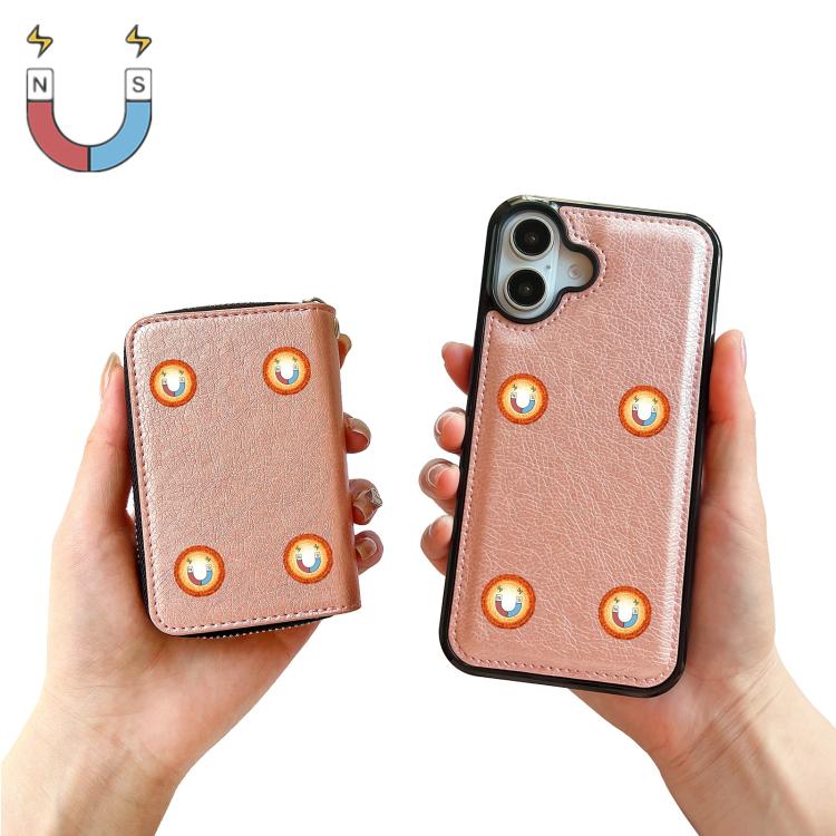 For iPhone 17 Solid Color Zipper 11-Card Slots Bag Phone Case with Lanyard