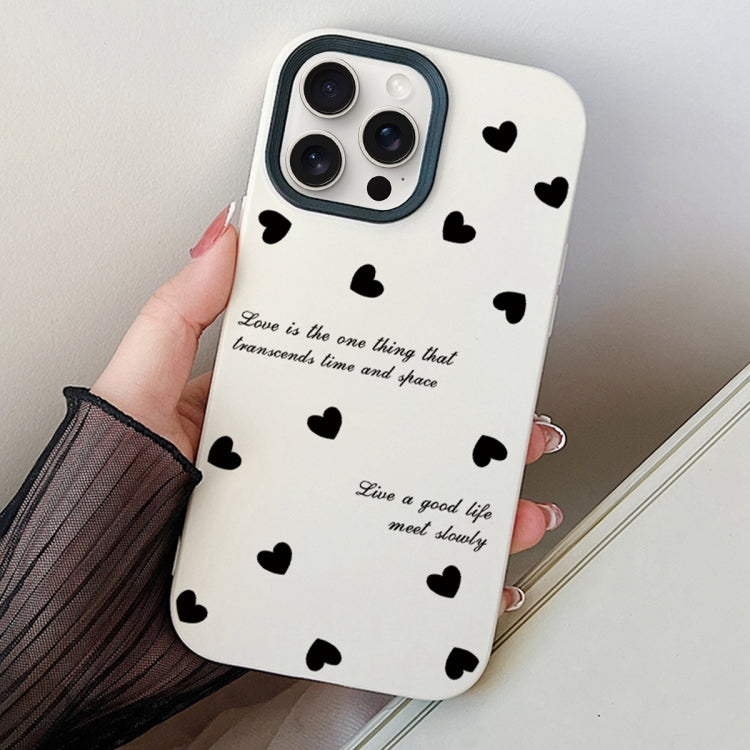 For iPhone 15 Pro Love Hearts PC Hybrid TPU Phone Case