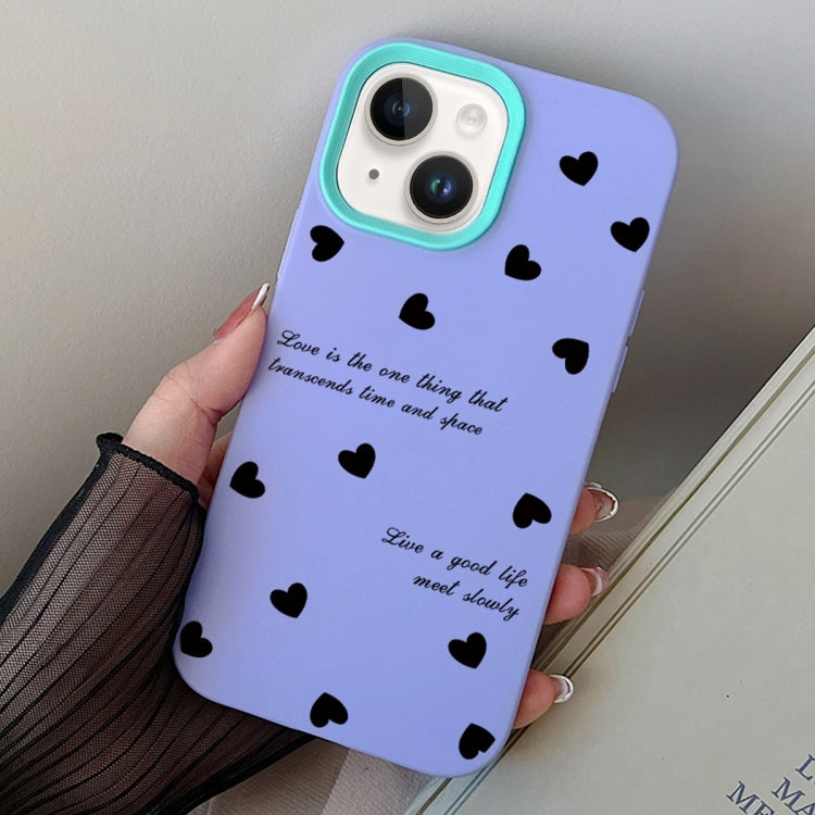 For iPhone 15 Love Hearts PC Hybrid TPU Phone Case