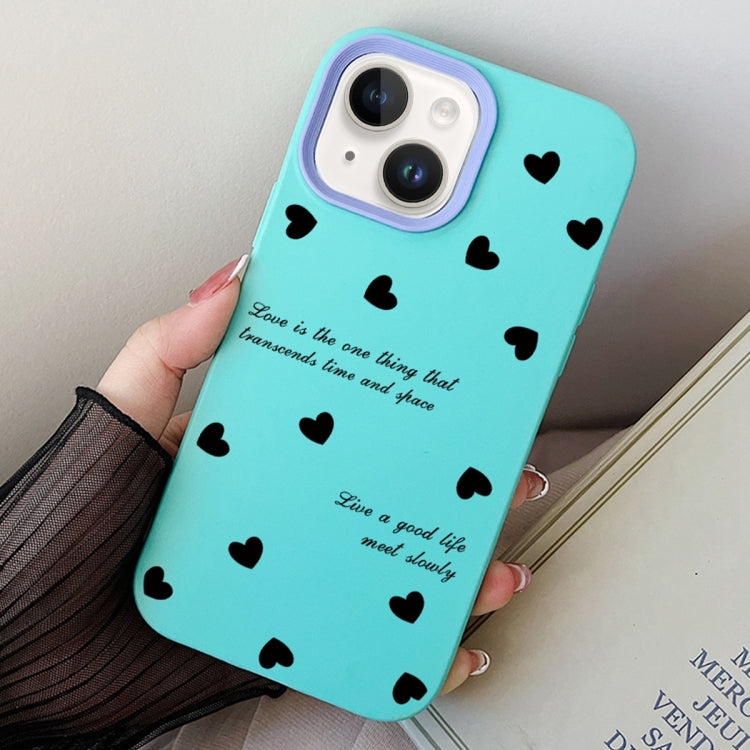 For iPhone 15 Love Hearts PC Hybrid TPU Phone Case
