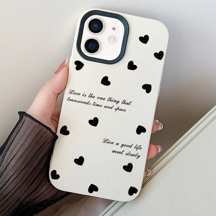 For iPhone 12 mini Love Hearts PC Hybrid TPU Phone Case