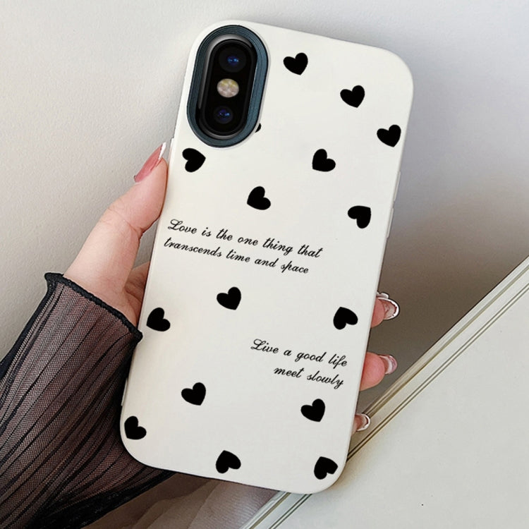 For iPhone X / XS Love Hearts PC Hybrid TPU Phone Case