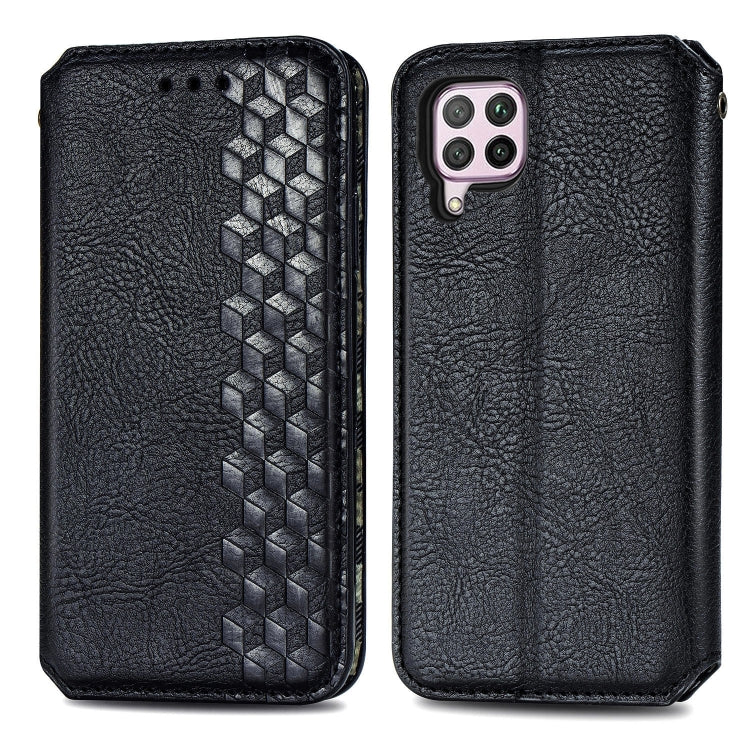 For Huawei Nova 6 SE / P40 Lite Cubic Grid Pressed Horizontal Flip Magnetic PU Leather Case with Holder & Card Slots & Wallet
