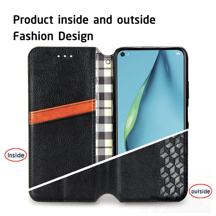 For Huawei Nova 6 SE / P40 Lite Cubic Grid Pressed Horizontal Flip Magnetic PU Leather Case with Holder & Card Slots & Wallet