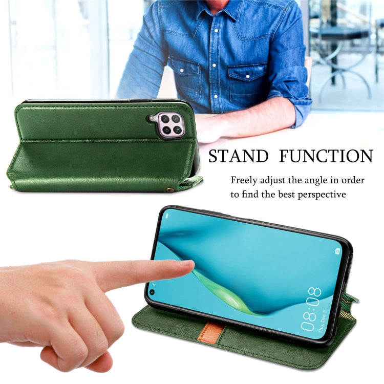 For Huawei Nova 6 SE / P40 Lite Cubic Grid Pressed Horizontal Flip Magnetic PU Leather Case with Holder & Card Slots & Wallet