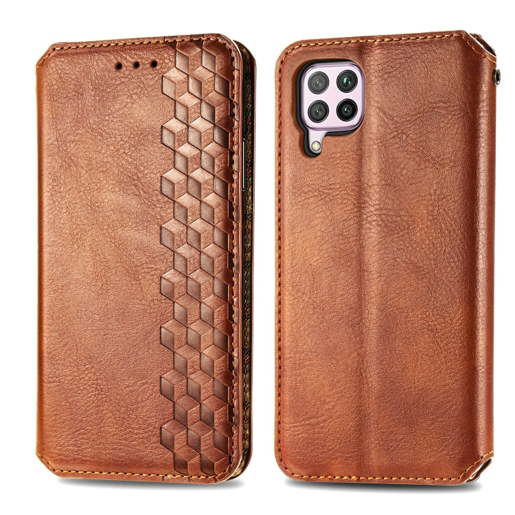 For Huawei Nova 6 SE / P40 Lite Cubic Grid Pressed Horizontal Flip Magnetic PU Leather Case with Holder & Card Slots & Wallet