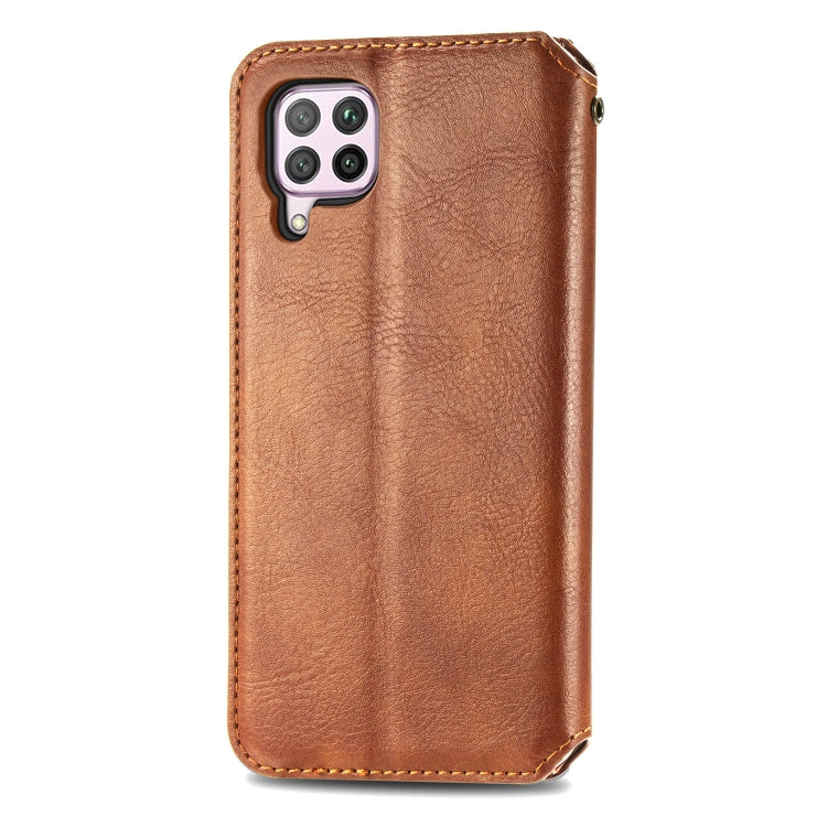 For Huawei Nova 6 SE / P40 Lite Cubic Grid Pressed Horizontal Flip Magnetic PU Leather Case with Holder & Card Slots & Wallet