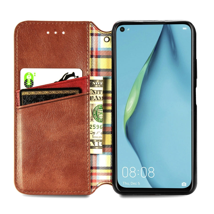 For Huawei Nova 6 SE / P40 Lite Cubic Grid Pressed Horizontal Flip Magnetic PU Leather Case with Holder & Card Slots & Wallet