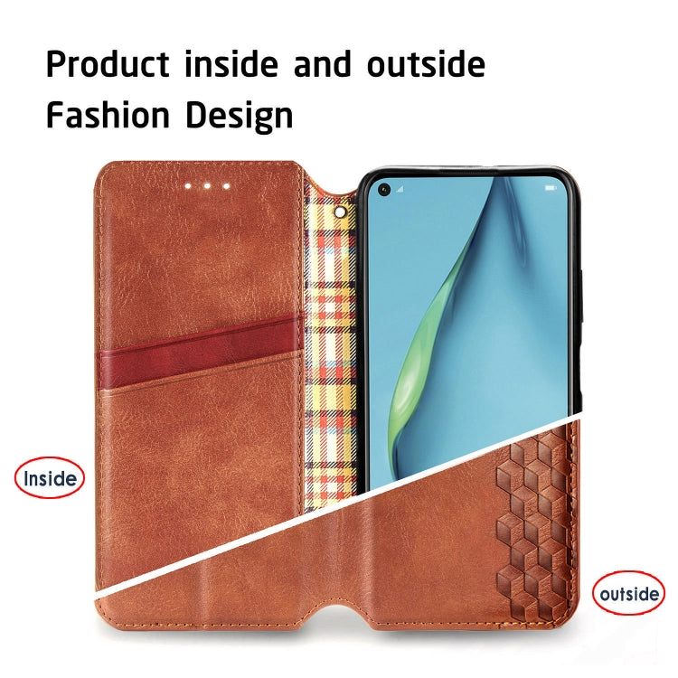 For Huawei Nova 6 SE / P40 Lite Cubic Grid Pressed Horizontal Flip Magnetic PU Leather Case with Holder & Card Slots & Wallet