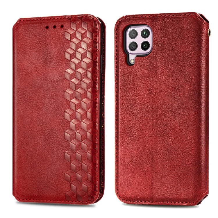 For Huawei Nova 6 SE / P40 Lite Cubic Grid Pressed Horizontal Flip Magnetic PU Leather Case with Holder & Card Slots & Wallet