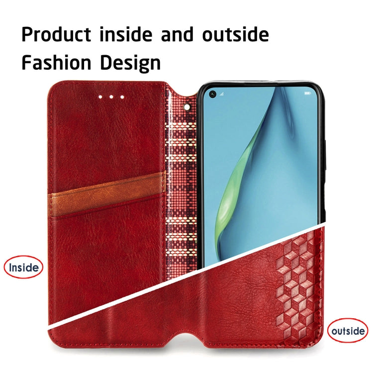 For Huawei Nova 6 SE / P40 Lite Cubic Grid Pressed Horizontal Flip Magnetic PU Leather Case with Holder & Card Slots & Wallet