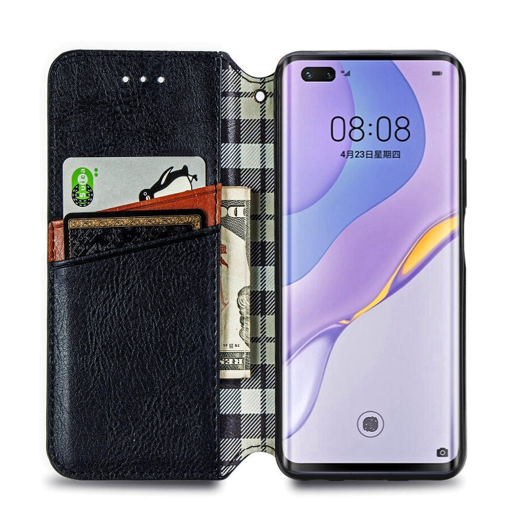 For Huawei Nova 7 Pro Cubic Grid Pressed Horizontal Flip Magnetic PU Leather Case with Holder & Card Slots & Wallet