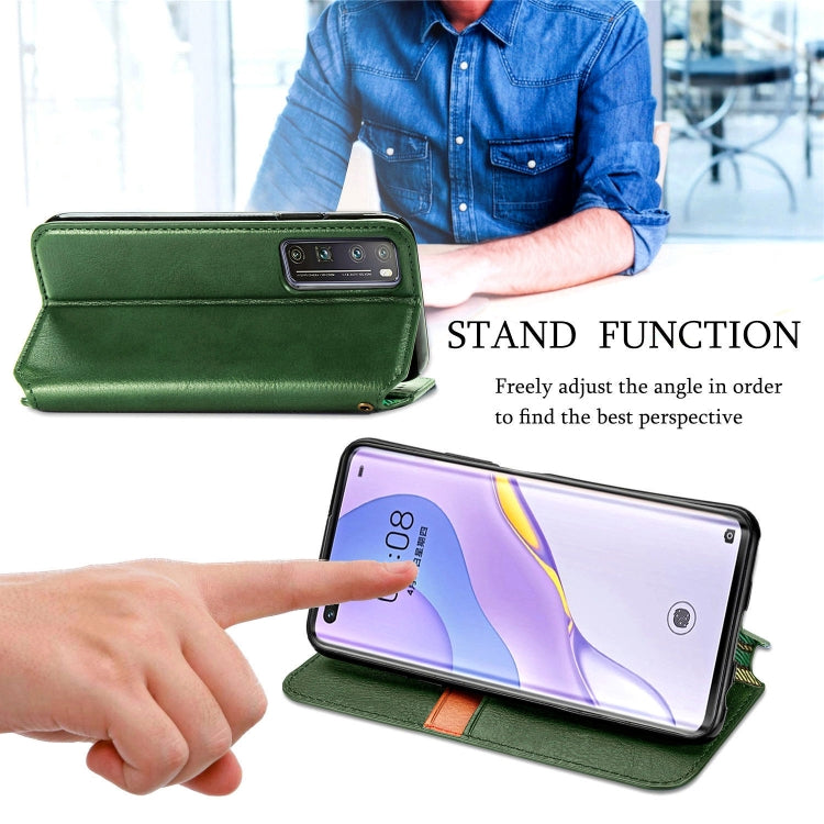 For Huawei Nova 7 Pro Cubic Grid Pressed Horizontal Flip Magnetic PU Leather Case with Holder & Card Slots & Wallet