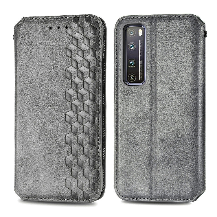 For Huawei Nova 7 Pro Cubic Grid Pressed Horizontal Flip Magnetic PU Leather Case with Holder & Card Slots & Wallet