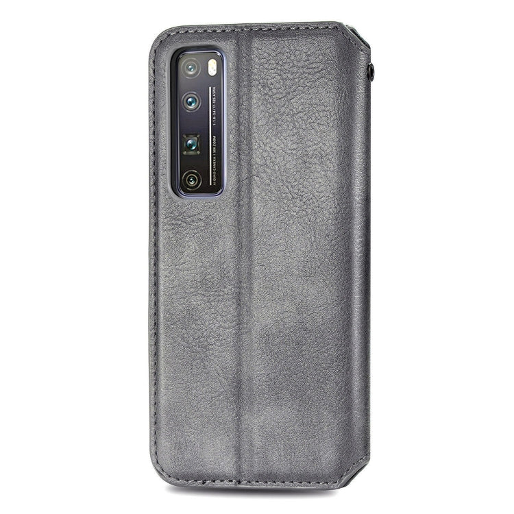 For Huawei Nova 7 Pro Cubic Grid Pressed Horizontal Flip Magnetic PU Leather Case with Holder & Card Slots & Wallet