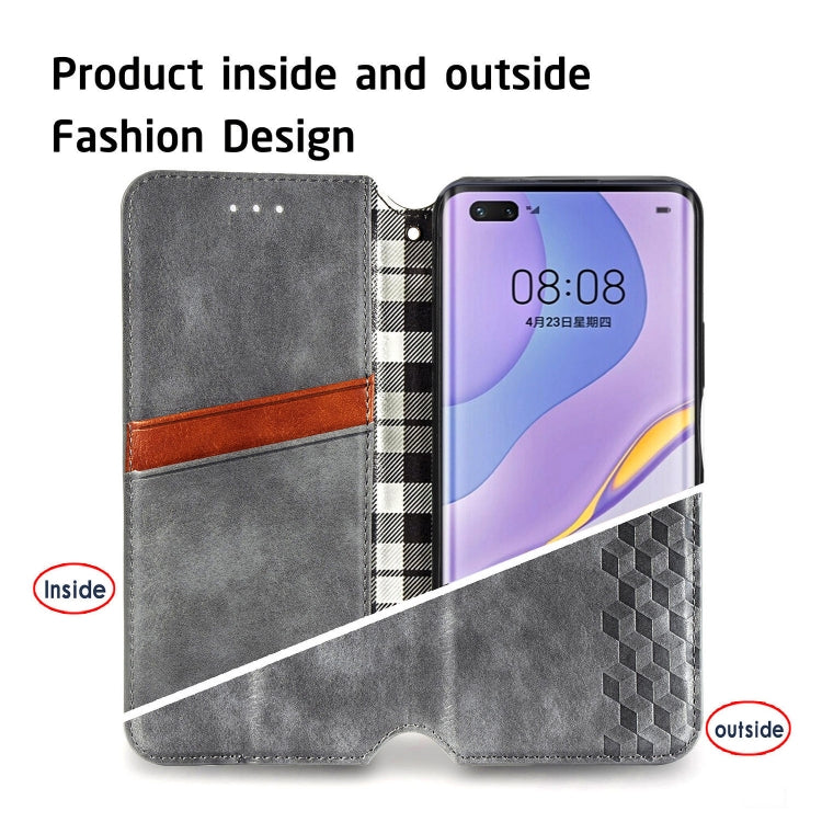For Huawei Nova 7 Pro Cubic Grid Pressed Horizontal Flip Magnetic PU Leather Case with Holder & Card Slots & Wallet