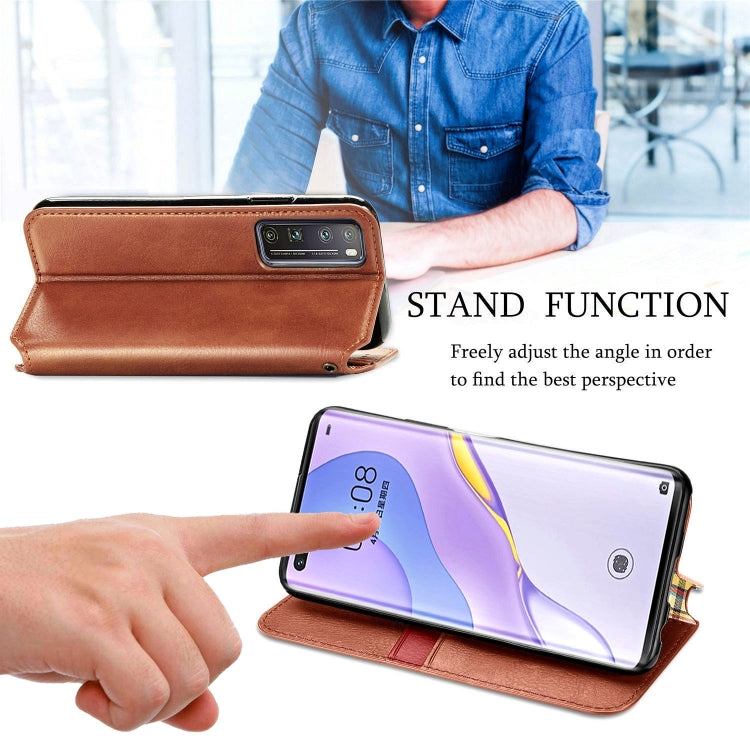 For Huawei Nova 7 Pro Cubic Grid Pressed Horizontal Flip Magnetic PU Leather Case with Holder & Card Slots & Wallet