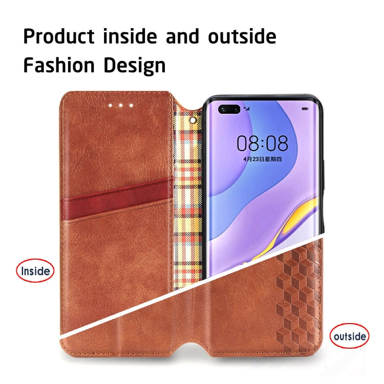For Huawei Nova 7 Pro Cubic Grid Pressed Horizontal Flip Magnetic PU Leather Case with Holder & Card Slots & Wallet