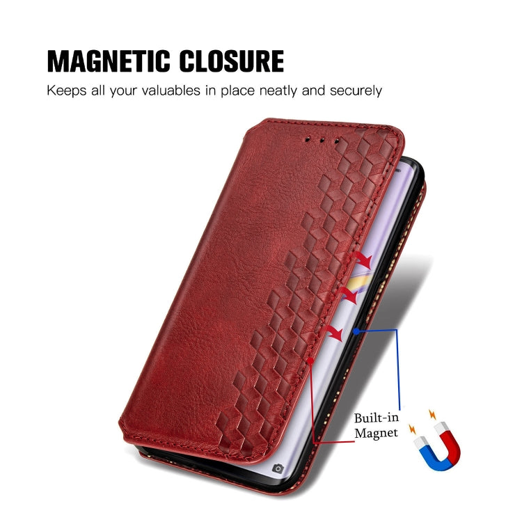 For Huawei Nova 7 Pro Cubic Grid Pressed Horizontal Flip Magnetic PU Leather Case with Holder & Card Slots & Wallet