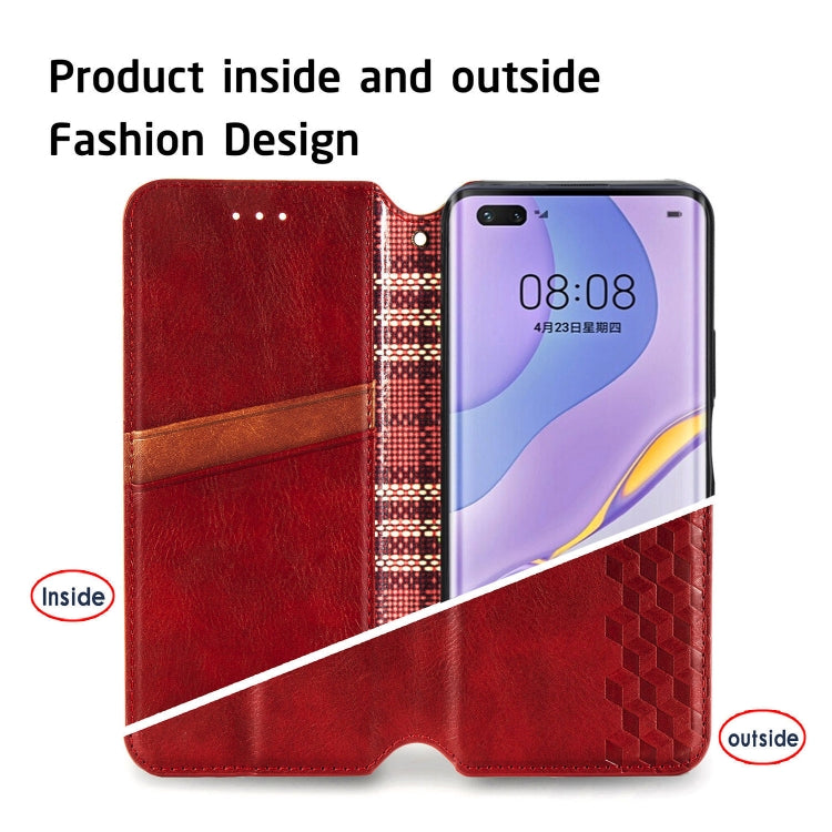 For Huawei Nova 7 Pro Cubic Grid Pressed Horizontal Flip Magnetic PU Leather Case with Holder & Card Slots & Wallet