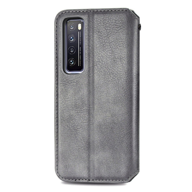 For Huawei Nova 7 Cubic Grid Pressed Horizontal Flip Magnetic PU Leather Case with Holder & Card Slots & Wallet