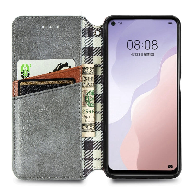 For Huawei Nova 7 Cubic Grid Pressed Horizontal Flip Magnetic PU Leather Case with Holder & Card Slots & Wallet