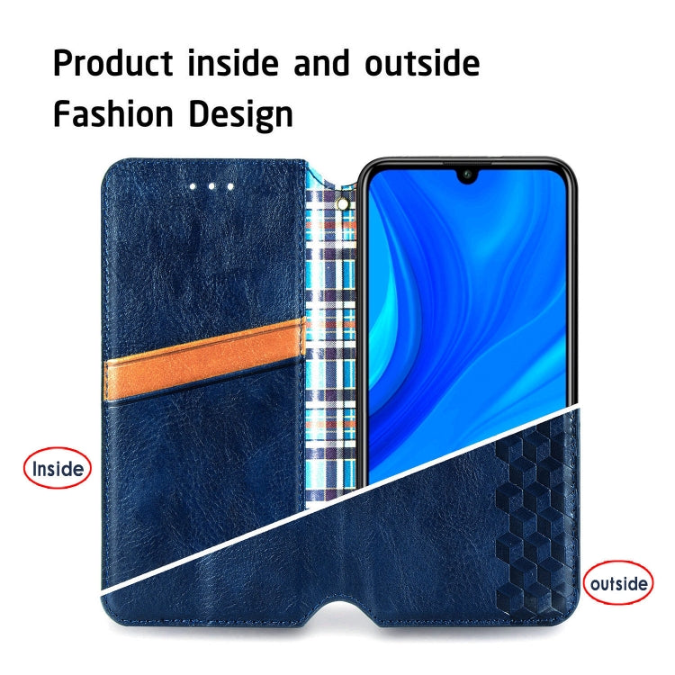 For Huawei P Smart 2020 Cubic Grid Pressed Horizontal Flip Magnetic PU Leather Case with Holder & Card Slots & Wallet