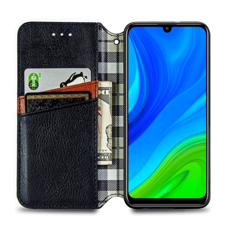 For Huawei P Smart 2020 Cubic Grid Pressed Horizontal Flip Magnetic PU Leather Case with Holder & Card Slots & Wallet
