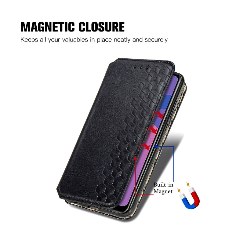 For Huawei P Smart 2020 Cubic Grid Pressed Horizontal Flip Magnetic PU Leather Case with Holder & Card Slots & Wallet