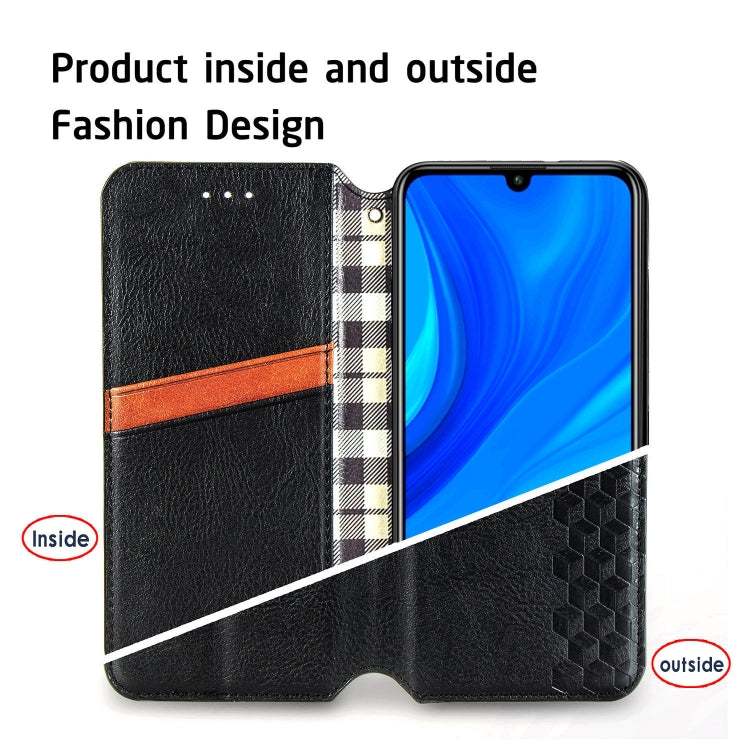 For Huawei P Smart 2020 Cubic Grid Pressed Horizontal Flip Magnetic PU Leather Case with Holder & Card Slots & Wallet