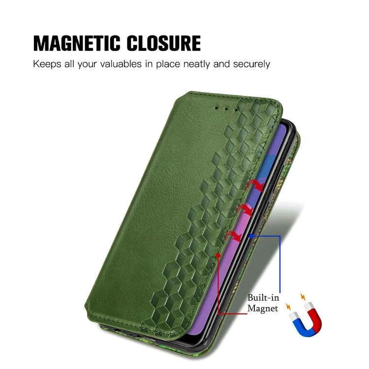 For Huawei P Smart 2020 Cubic Grid Pressed Horizontal Flip Magnetic PU Leather Case with Holder & Card Slots & Wallet