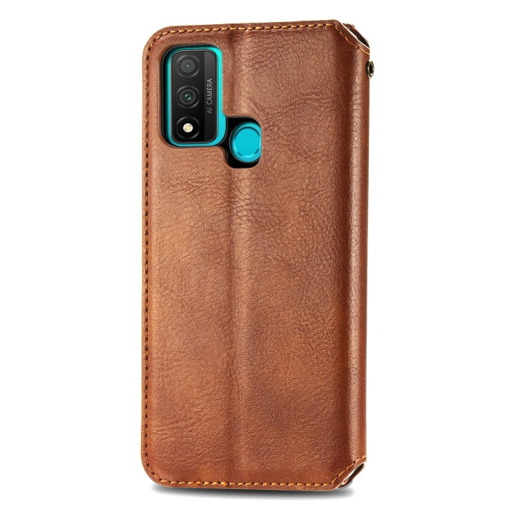 For Huawei P Smart 2020 Cubic Grid Pressed Horizontal Flip Magnetic PU Leather Case with Holder & Card Slots & Wallet