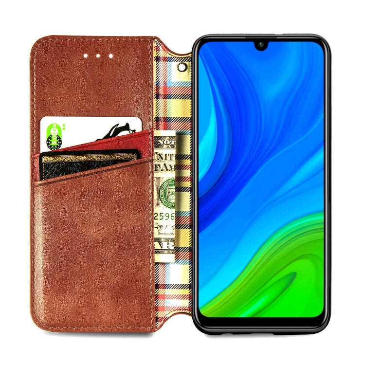 For Huawei P Smart 2020 Cubic Grid Pressed Horizontal Flip Magnetic PU Leather Case with Holder & Card Slots & Wallet