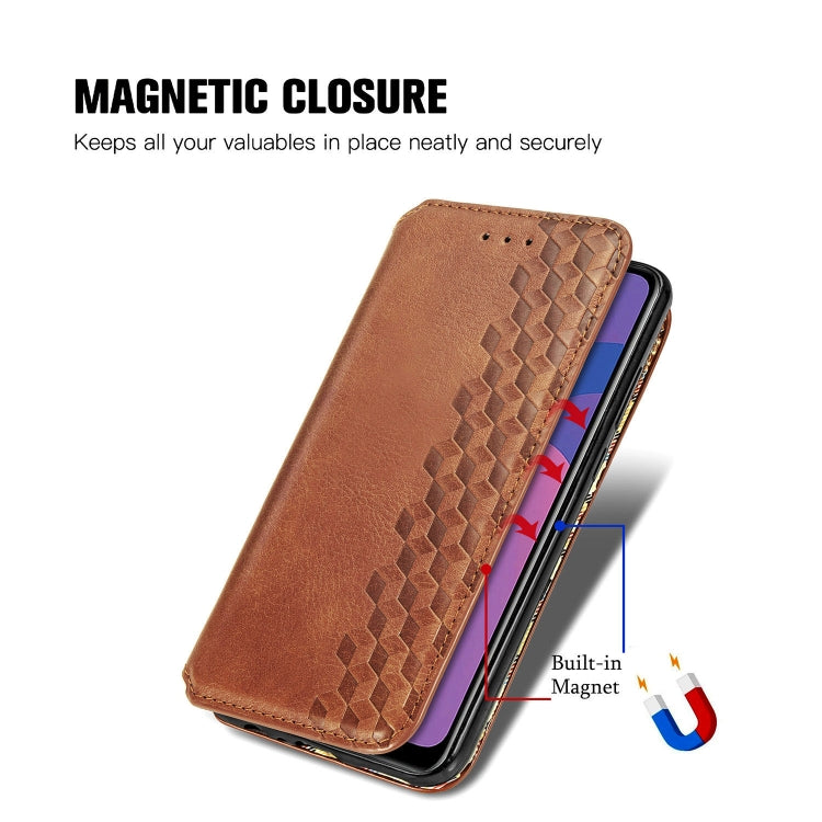 For Huawei P Smart 2020 Cubic Grid Pressed Horizontal Flip Magnetic PU Leather Case with Holder & Card Slots & Wallet