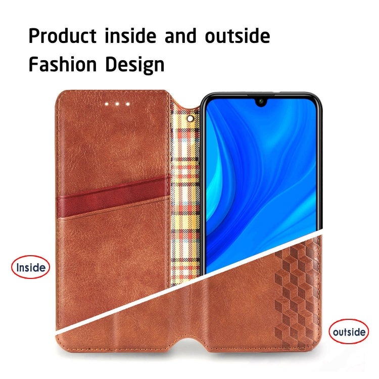 For Huawei P Smart 2020 Cubic Grid Pressed Horizontal Flip Magnetic PU Leather Case with Holder & Card Slots & Wallet