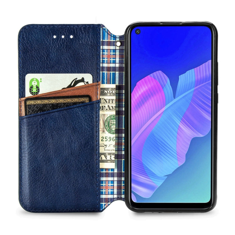 For Huawei P40 Lite E / Y7p Cubic Grid Pressed Horizontal Flip Magnetic PU Leather Case with Holder & Card Slots & Wallet