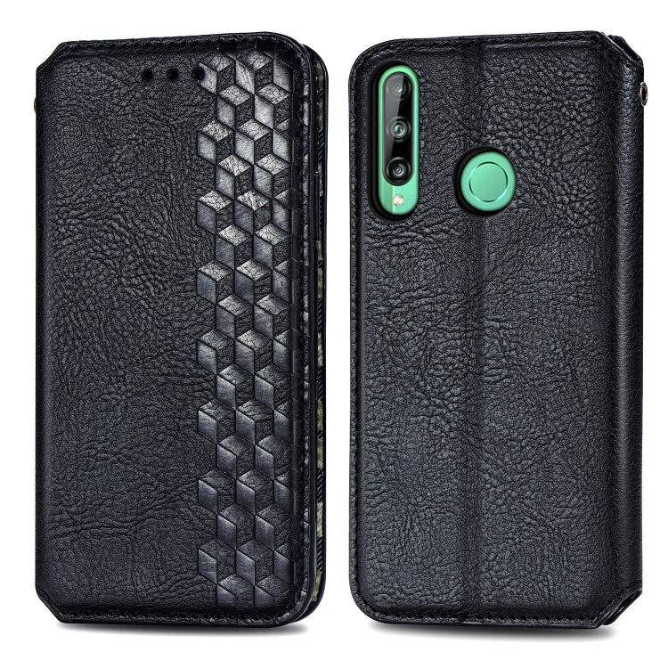 For Huawei P40 Lite E / Y7p Cubic Grid Pressed Horizontal Flip Magnetic PU Leather Case with Holder & Card Slots & Wallet